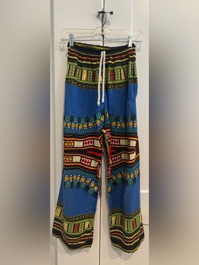 Wide Leg Printed Cotton Yogi Pants. Size M